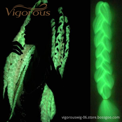 Vigorous Synthetic Jumbo Braids Shining Hair Neon Glowing Hair Florescent Light Braiding Hair in the Darkness 24inch 100g